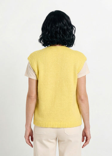 Pull sans manches avec mohair et laine Jaune