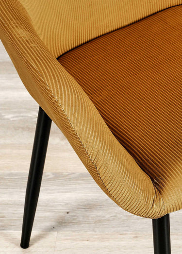 Set 2 Fauteuils velours cotelé, pieds métal Jaune Moutarde