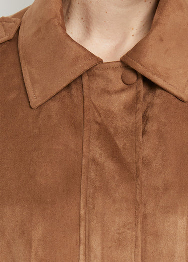 Blouson zippé suédine taille resserrée Camel