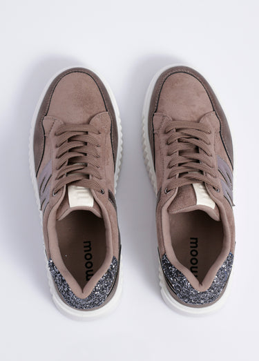 Sneakers multimatières compensées à lacets Taupe