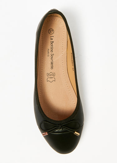 Ballerines bout rapporté et petit nœud Noir