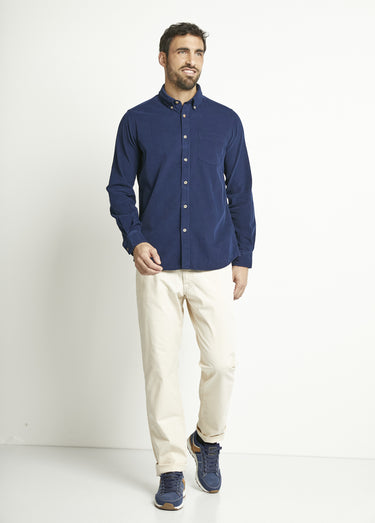 Chemise manches longues velours milleraies Marine