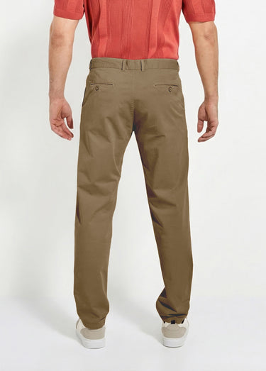Pantalon chino droit toile coton stretch Marron