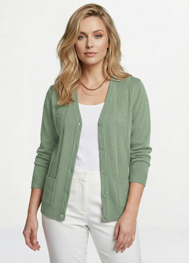 Gilet boutonné manches longues Vert