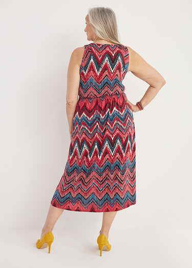 Robe longue cache-coeur sans manches Fond Rose