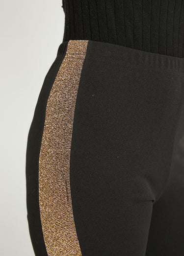 Legging taille élastiquée côtés brillants Noir/Or