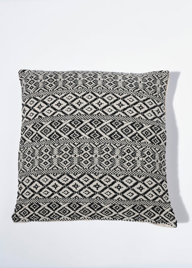 Housse de coussin tissée 50x50cm, Kilim Noir/Beige