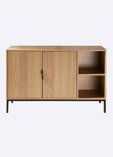TARA Buffet strié 2 portes + 2 niches Bois Clair