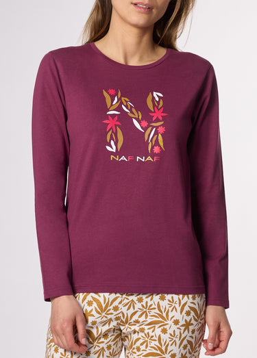 Pyjama jersey logo manches longues Violet imprimé