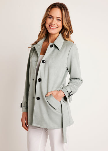 Manteau court tissu suédé Aqua