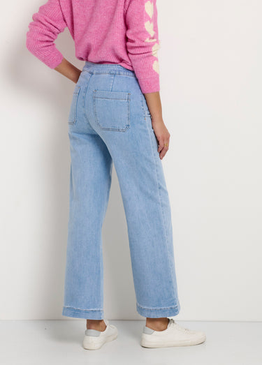 Pantalon à pont en jean coupe flare Bleached