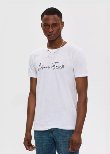 T-shirt col rond à message signature Blanc