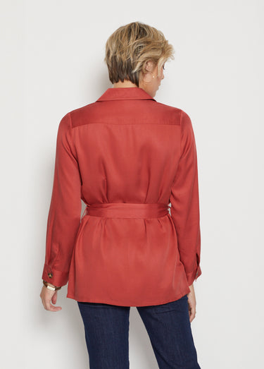 Veste saharienne Lyocell ceinturée Tomette