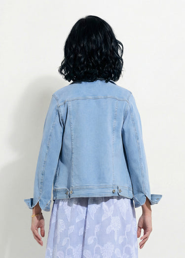 Veste en jean coupe droite stretch Bleu Clair