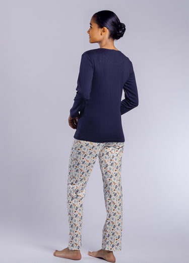 Pyjama manches longues motif placé Marine imprimé
