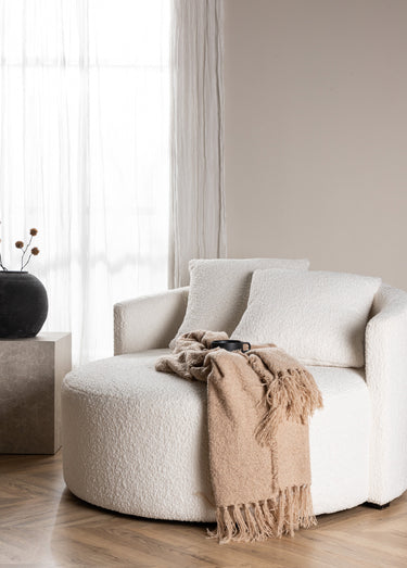 Fauteuil large rond façon cocooning Blanc