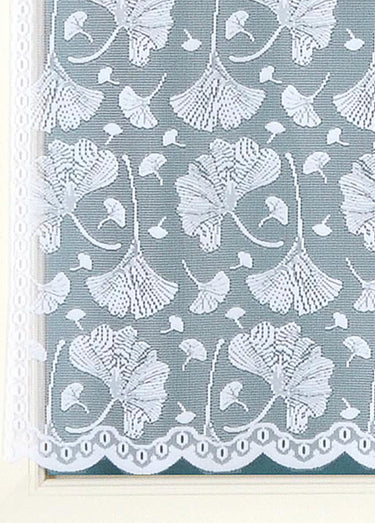 Paire de vitrages dentelle motif gingko Blanc