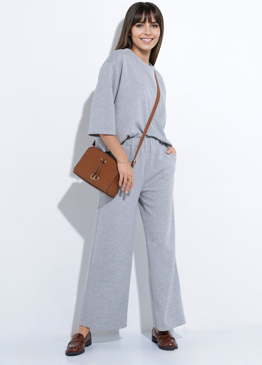 Pantalon coupe confort maille souple Gris Chine