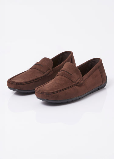 Mocassins suédine, semelle antidérapante Chocolat
