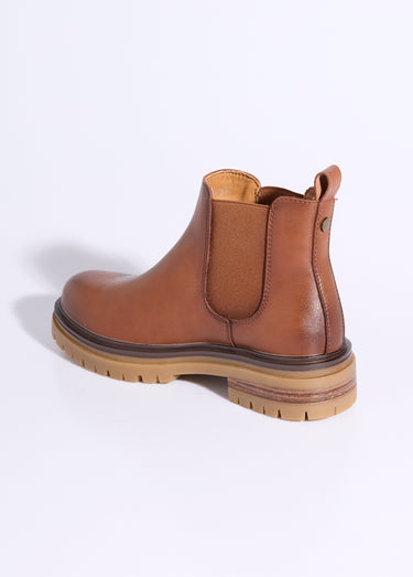 Boots Chelsea cuir avec semelle épaisse Camel