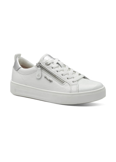 Baskets semelle épaisse avec zip et lacets Blanc