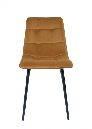 Chaise velours avec assise matelassée 1J Jaune Moutarde