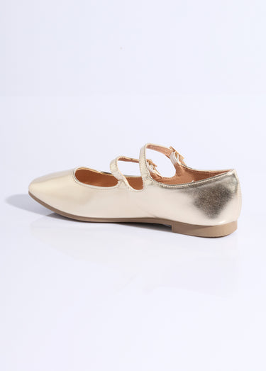 Ballerines plates bout carré, double bride Dore