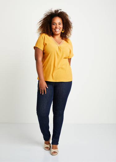 T-shirt long ample uni brodé Safran