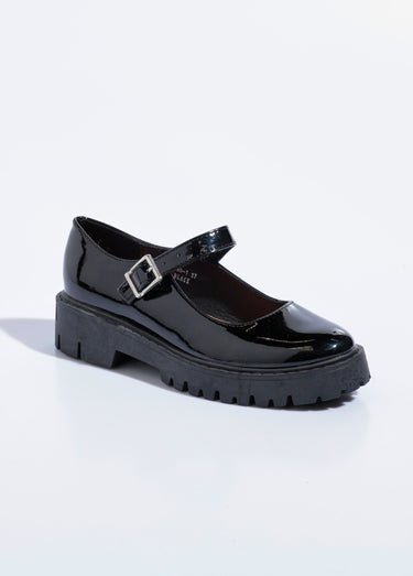 Babies vernies semelle compensée crantée Vernis Noir