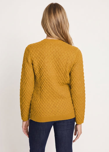 Pull chaud court col montant maille épaisse Curry