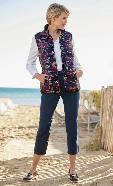 Veste matelassée sans manches Imprime Marine