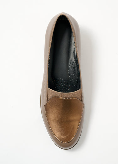 Mocassins largeur confort élastiqués compensés Marron/Bronze