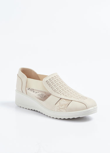 Sandales élastiquées largeur confort Beige
