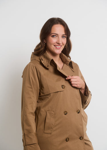 Trench à capuche double boutonnage Beige