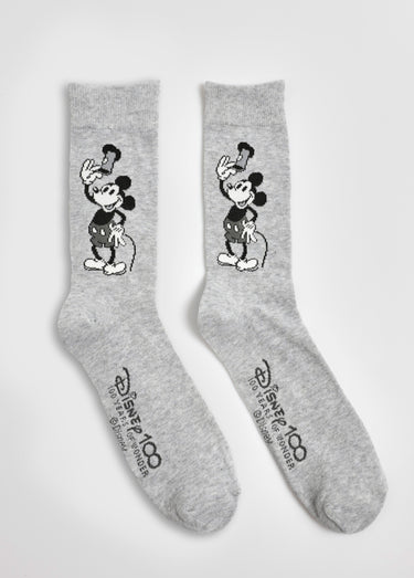 Chaussettes vintage fantaisie, Mickey Gris Fonce