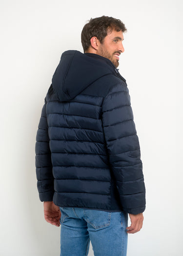 Doudoune chaude zippée à capuche Bleu