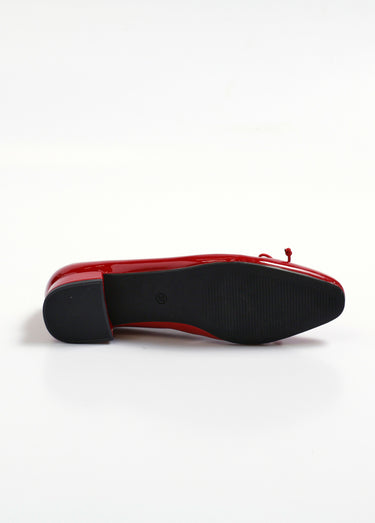 Ballerines vernies pointues petit talon Vernis Rouge