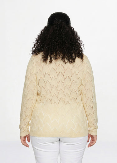Pull maille ajourée avec fibres recyclées Vanille