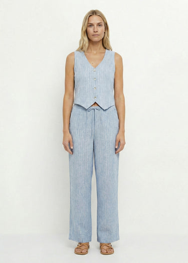 Gilet de costume rayé aspect irrégulier Bleu