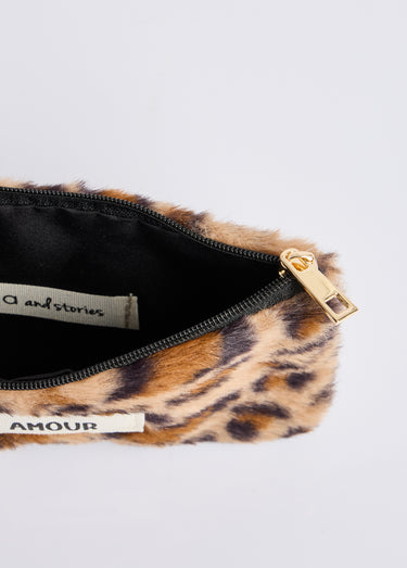 Pochette porte monnaie fourrure léopard Leopard