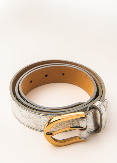 Ceinture en cuir avec boucle Argente