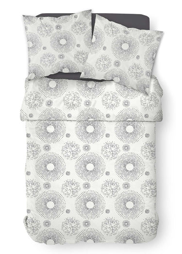 Parure flanelle 240 x 220cm, Rayons Blanc / Noir