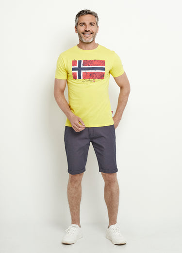 T-shirt col rond drapeau exotique Jaune