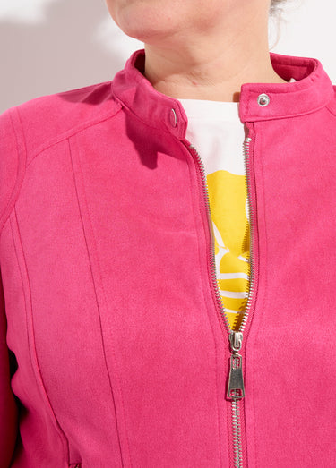 Veste courte suédine style perfecto Fuchsia