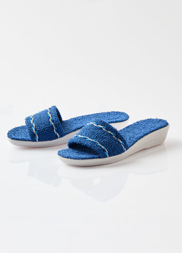 Chaussons mules compensés éponge Marine