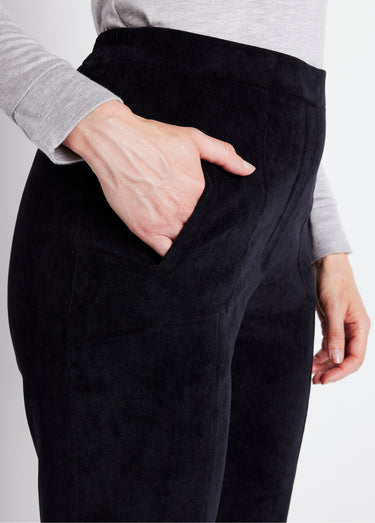 Pantalon droit taille élastiquée velours milleraies Noir