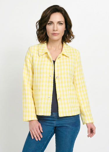 Veste pied de poule courte Jaune/Blanc