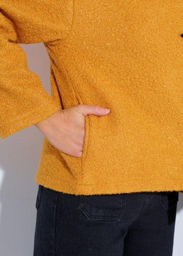 Caban court uni façon laine bouclée Moutarde