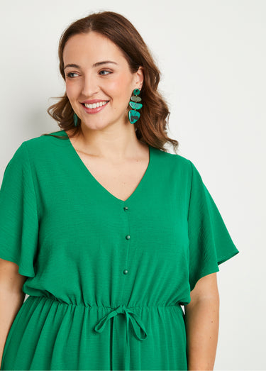 Robe courte évasée unie Vert