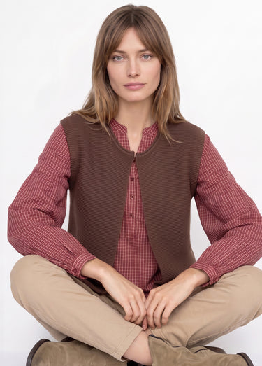 Gilet sans manches maille fantaisie Chocolat